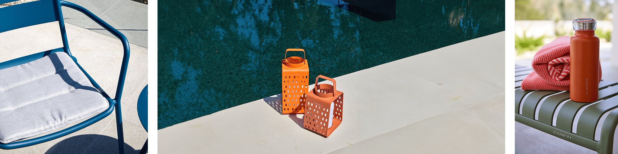 Zaneti outdoor cushions and accessories for hospitality seating